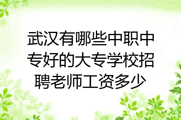 武汉有哪些中职中专好的大专学校招聘老师工资多少
