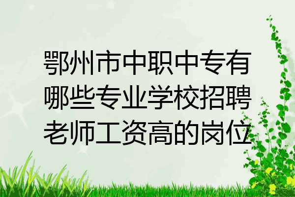 鄂州市中职中专有哪些专业学校招聘老师工资高的岗位
