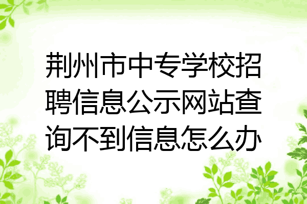 荆州市中专学校招聘信息公示网站查询不到信息怎么办