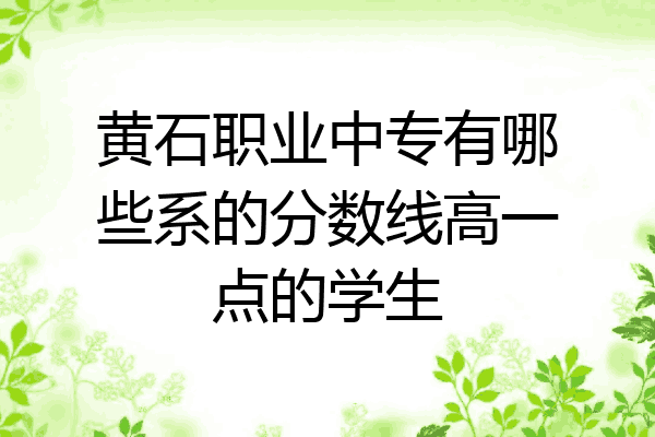 黄石职业中专有哪些系的分数线高一点的学生