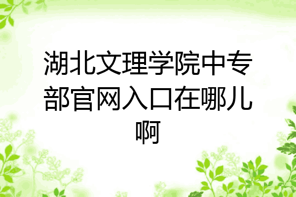 湖北文理学院中专部官网入口在哪儿啊