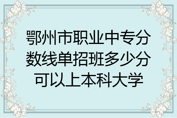 鄂州市职业中专分数线单招班多少分可以上本科大学