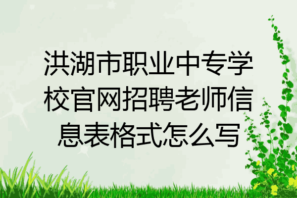 洪湖市职业中专学校官网招聘老师信息表格式怎么写