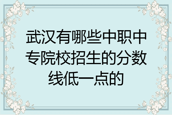 武汉有哪些中职中专院校招生的分数线低一点的