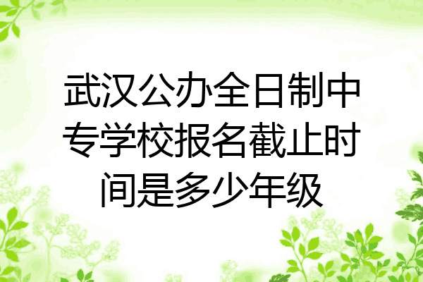武汉公办全日制中专学校报名截止时间是多少年级