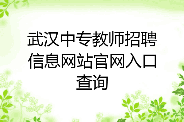 武汉中专教师招聘信息网站官网入口查询
