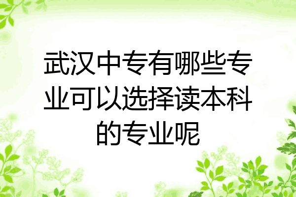 武汉中专有哪些专业可以选择读本科的专业呢