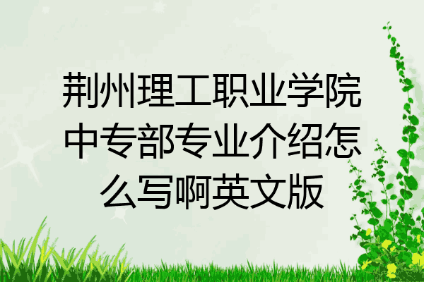 荆州理工职业学院中专部专业介绍怎么写啊英文版