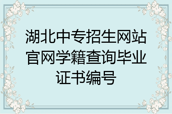湖北中专招生网站官网学籍查询毕业证书编号