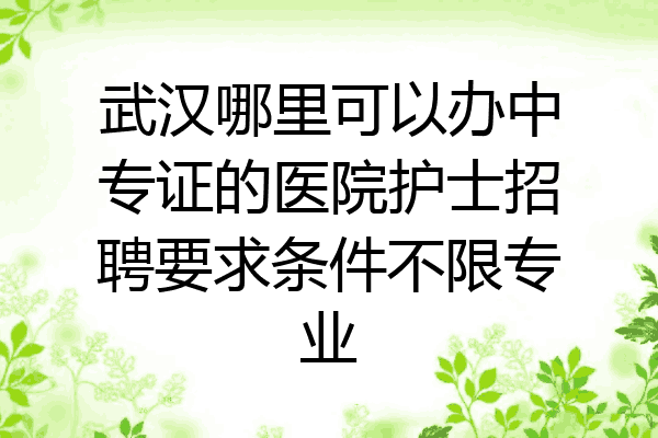武汉哪里可以办中专证的医院护士招聘要求条件不限专业
