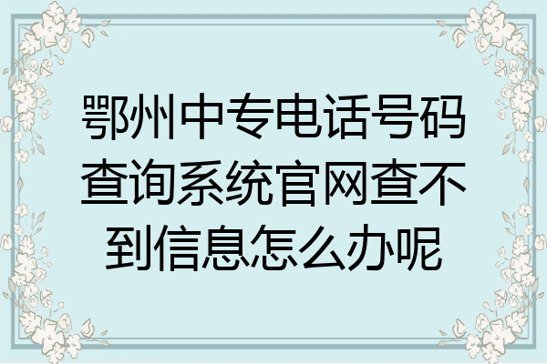 鄂州中专电话号码查询系统官网查不到信息怎么办呢