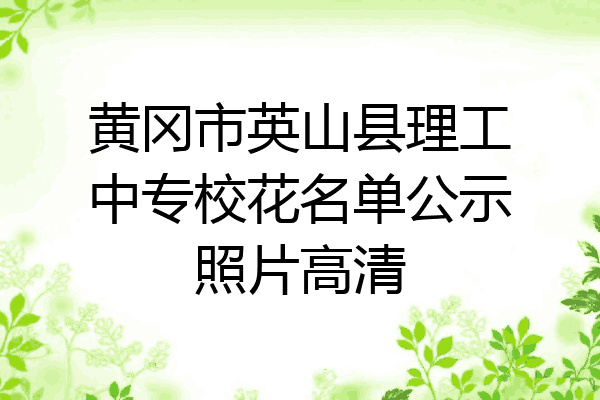 黄冈市英山县理工中专校花名单公示照片高清