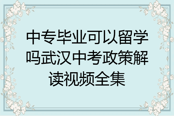 中专毕业可以留学吗武汉中考政策解读视频全集