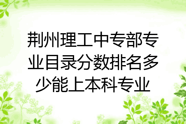 荆州理工中专部专业目录分数排名多少能上本科专业