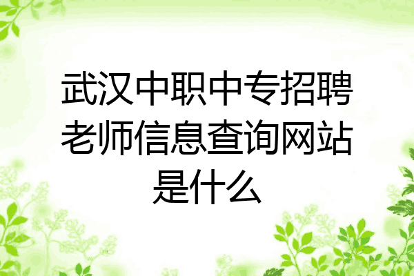 武汉中职中专招聘老师信息查询网站是什么