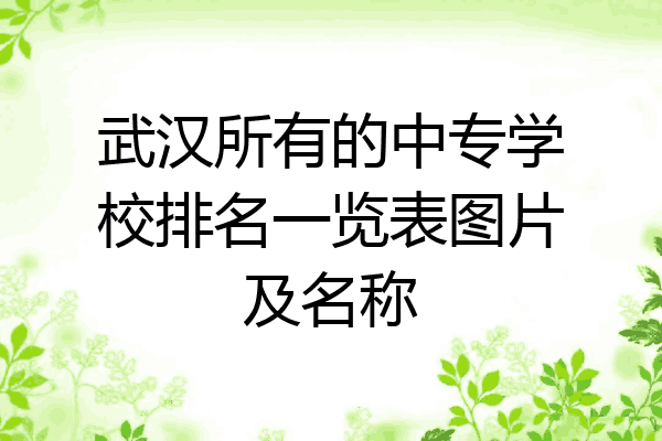 武汉所有的中专学校排名一览表图片及名称