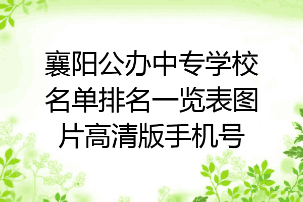 襄阳公办中专学校名单排名一览表图片高清版手机号