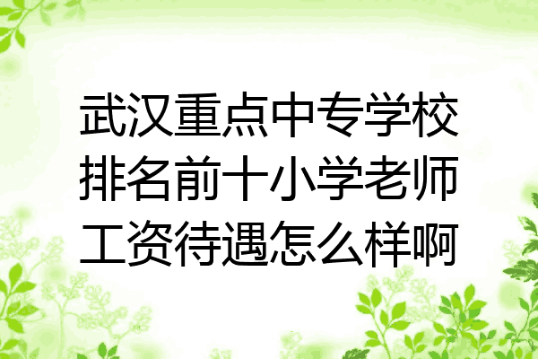 武汉重点中专学校排名前十小学老师工资待遇怎么样啊