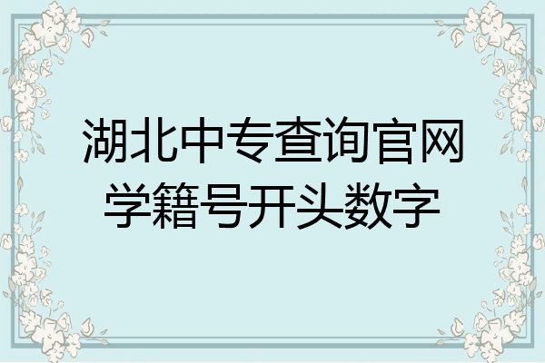 湖北中专查询官网学籍号开头数字