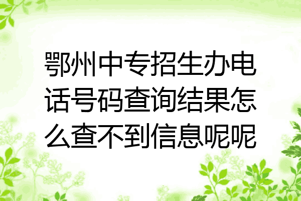 鄂州中专招生办电话号码查询结果怎么查不到信息呢呢