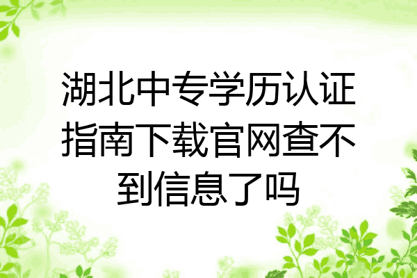 湖北中专学历认证指南下载官网查不到信息了吗