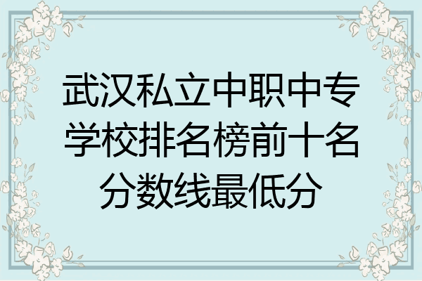 武汉私立中职中专学校排名榜前十名分数线最低分