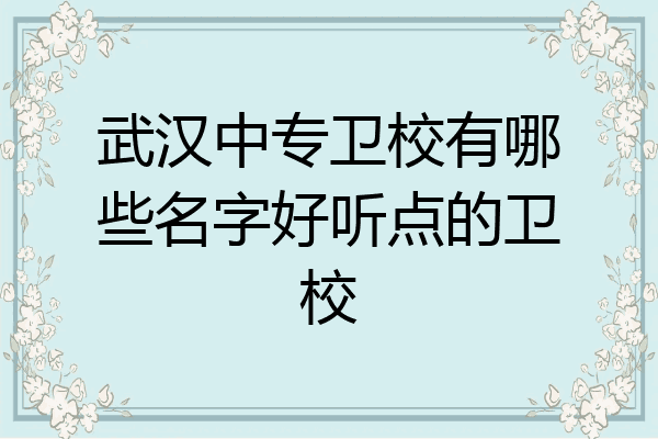 武汉中专卫校有哪些名字好听点的卫校