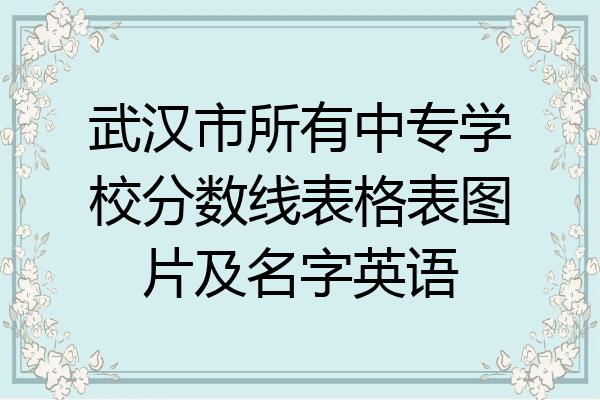 武汉市所有中专学校分数线表格表图片及名字英语
