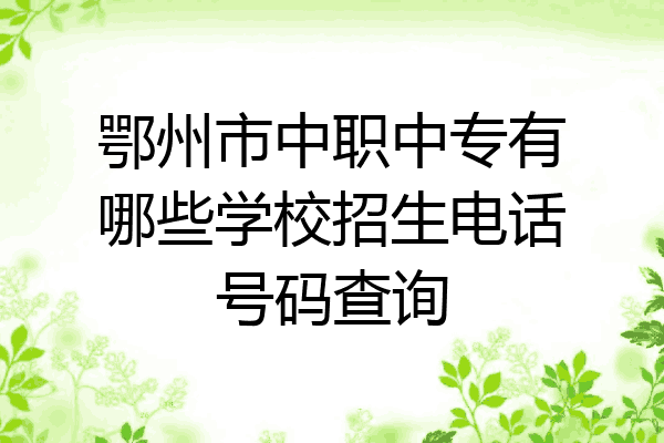 鄂州市中职中专有哪些学校招生电话号码查询
