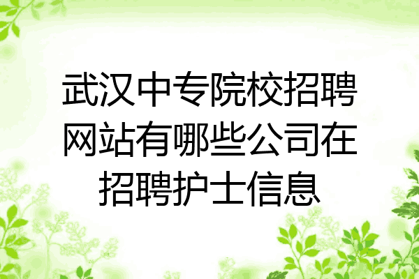 武汉中专院校招聘网站有哪些公司在招聘护士信息