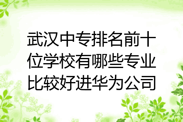 武汉中专排名前十位学校有哪些专业比较好进华为公司