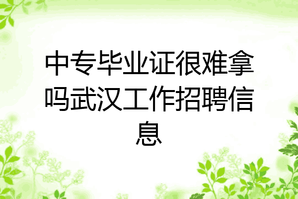 中专毕业证很难拿吗武汉工作招聘信息
