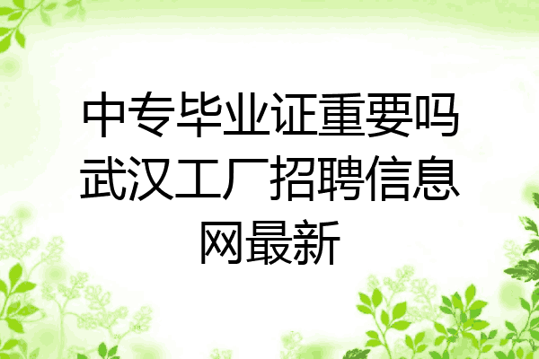 中专毕业证重要吗武汉工厂招聘信息网最新