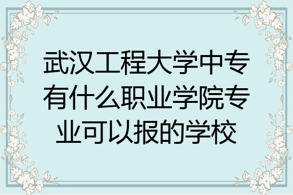 武汉工程大学中专有什么职业学院专业可以报的学校