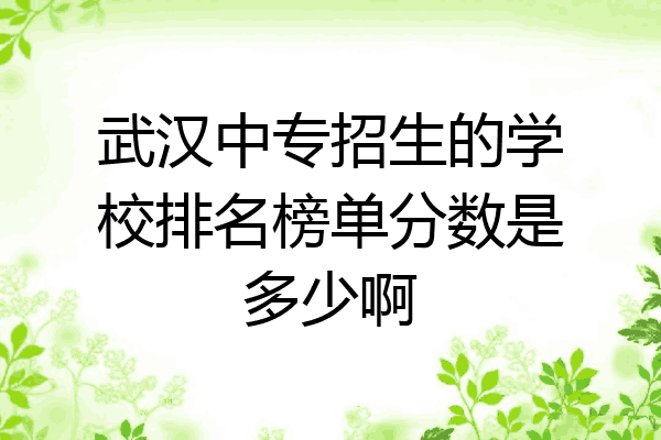 武汉中专招生的学校排名榜单分数是多少啊