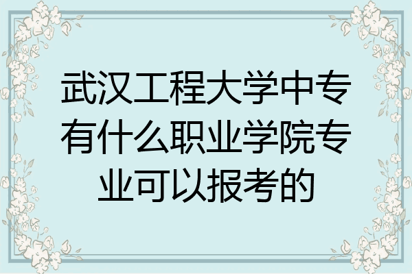 武汉工程大学中专有什么职业学院专业可以报考的