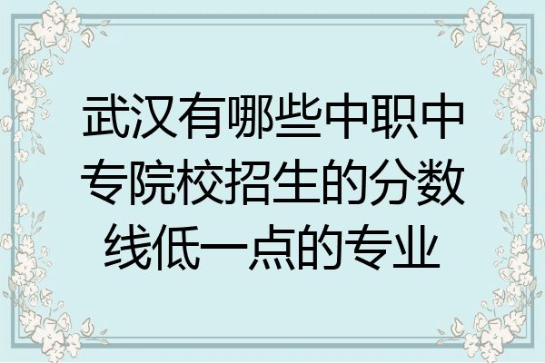 武汉有哪些中职中专院校招生的分数线低一点的专业