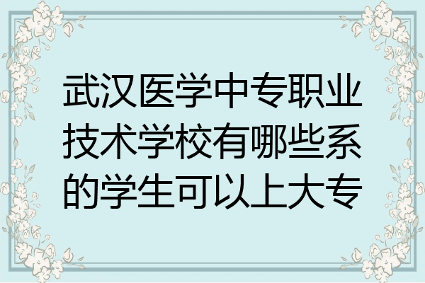 武汉医学中专职业技术学校有哪些系的学生可以上大专