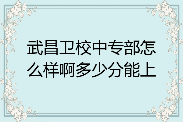 武昌卫校中专部怎么样啊多少分能上