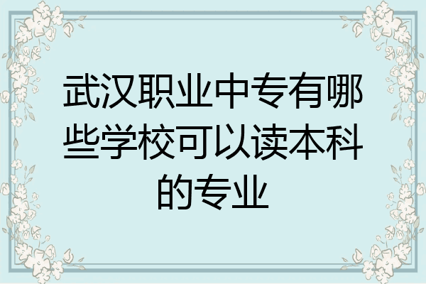 武汉职业中专有哪些学校可以读本科的专业