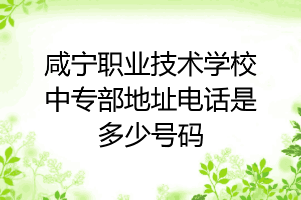 咸宁职业技术学校中专部地址电话是多少号码
