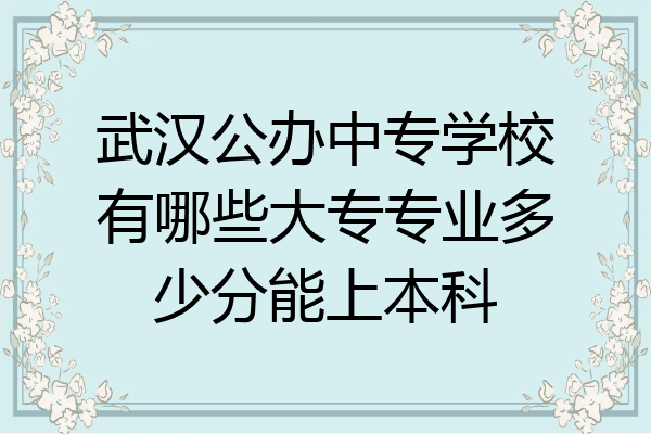 武汉公办中专学校有哪些大专专业多少分能上本科