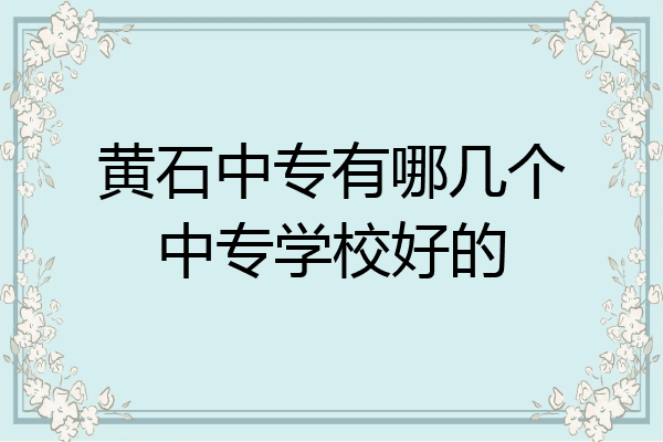 黄石中专有哪几个中专学校好的
