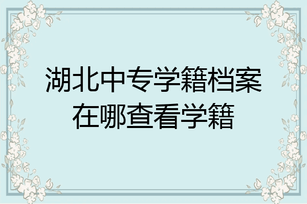 湖北中专学籍档案在哪查看学籍