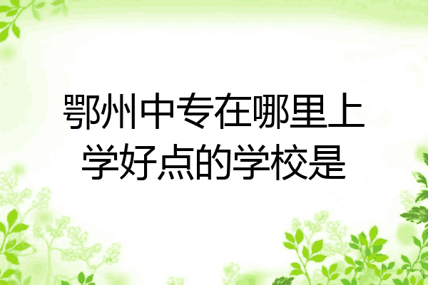 鄂州中专在哪里上学好点的学校是