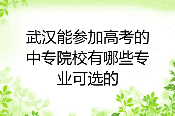武汉能参加高考的中专院校有哪些专业可选的