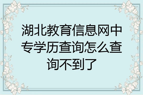 湖北教育信息网中专学历查询怎么查询不到了