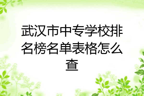 武汉市中专学校排名榜名单表格怎么查
