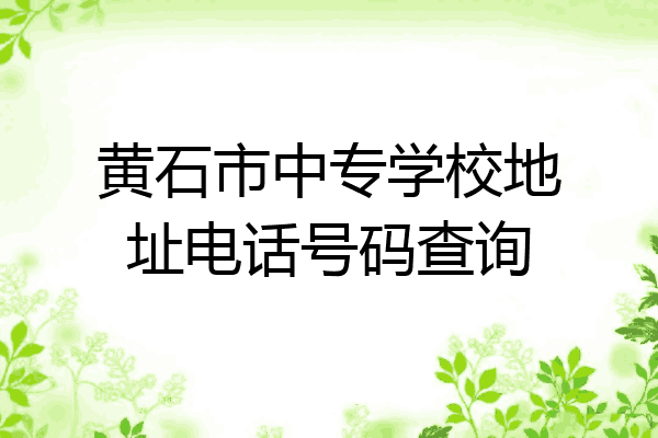 黄石市中专学校地址电话号码查询
