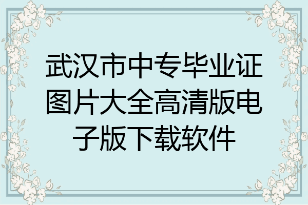 武汉市中专毕业证图片大全高清版电子版下载软件